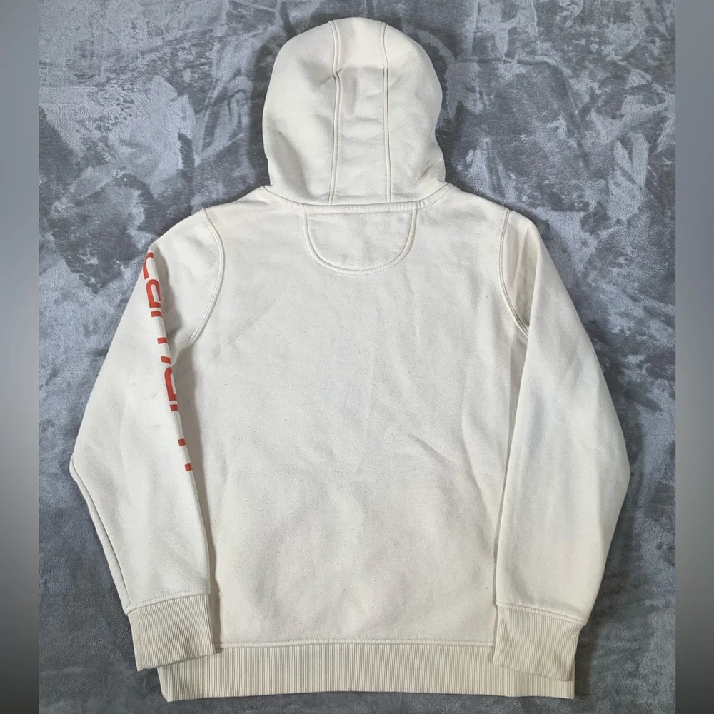 Carhartt Hoodie Boys Lg (12–14) Beige Relaxed Fit Sweatshirt Spellout Logo Baggy